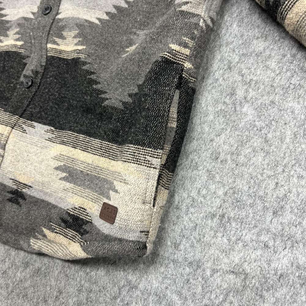 JACHS New York Jacket Mens XL Gray Sherpa Lined Southwestern Flannel Shacket - Picture 7 of 15
